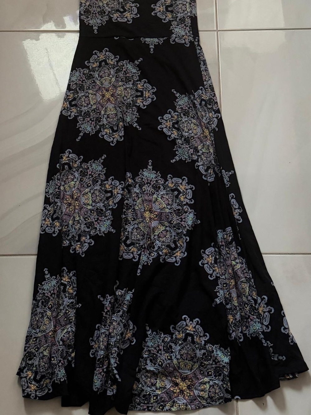 Black Floral Medallion Maxi Skirt